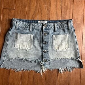 One Teaspoon le cat Denim Button-Up Mini Skirt size 25 hamptons blue